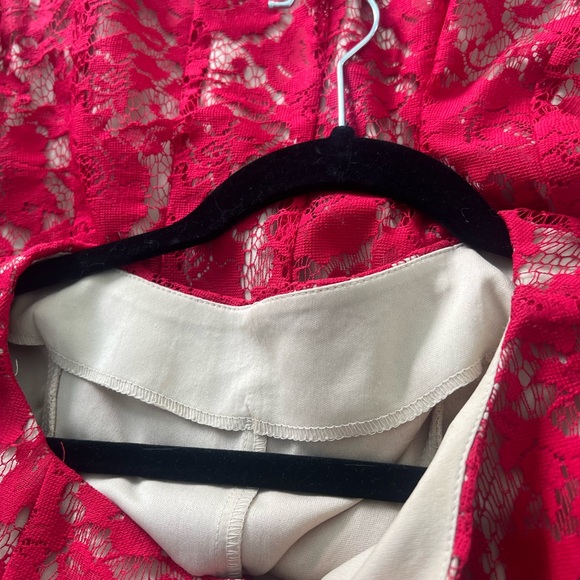 Julian Taylor Red Sleeveless Fit and Flare Lace Overlay Dress - Picture 8 of 10